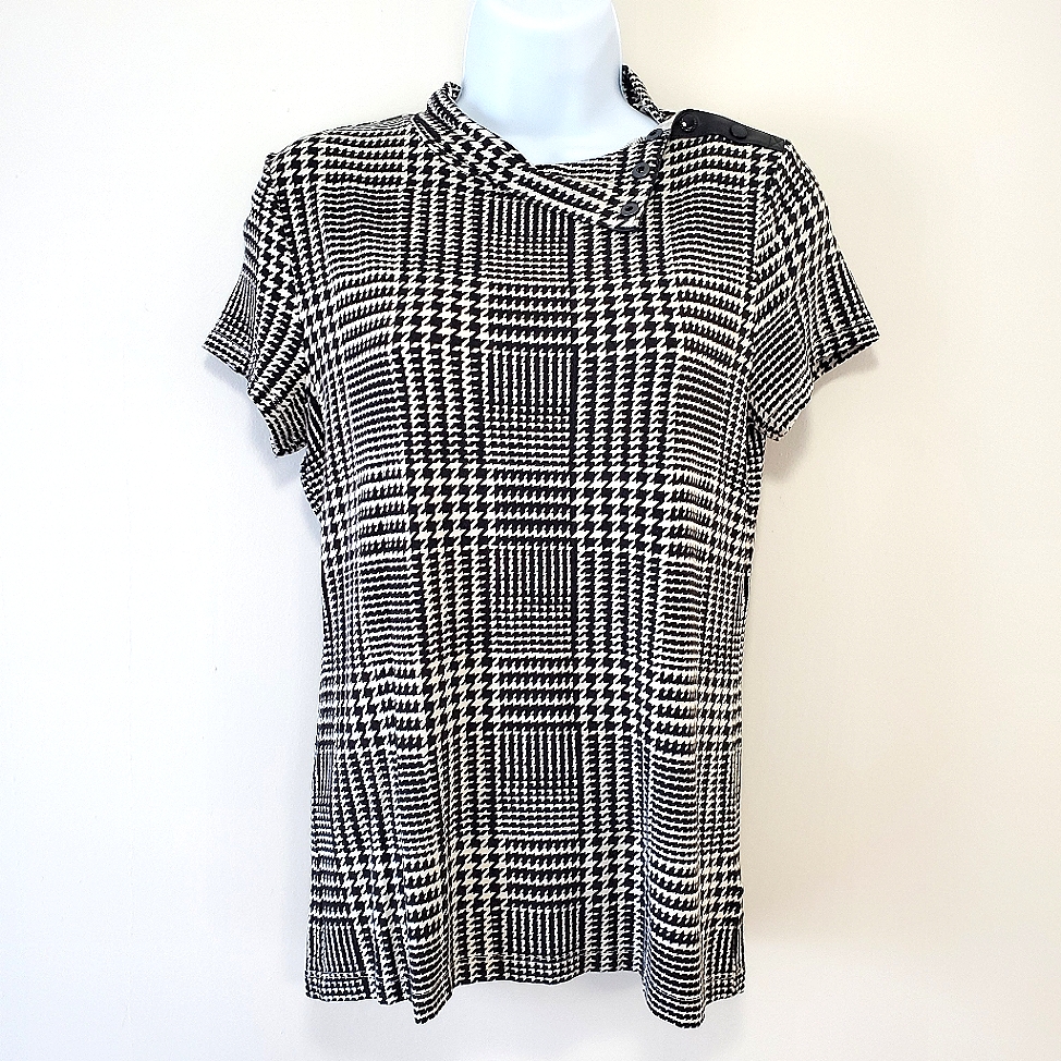 Houndstooth Pattern Shirt Euc